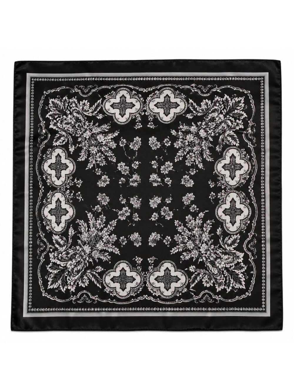 Black Paisley Scarf Bandana Wild Rag Neck Head Wrap 35x35